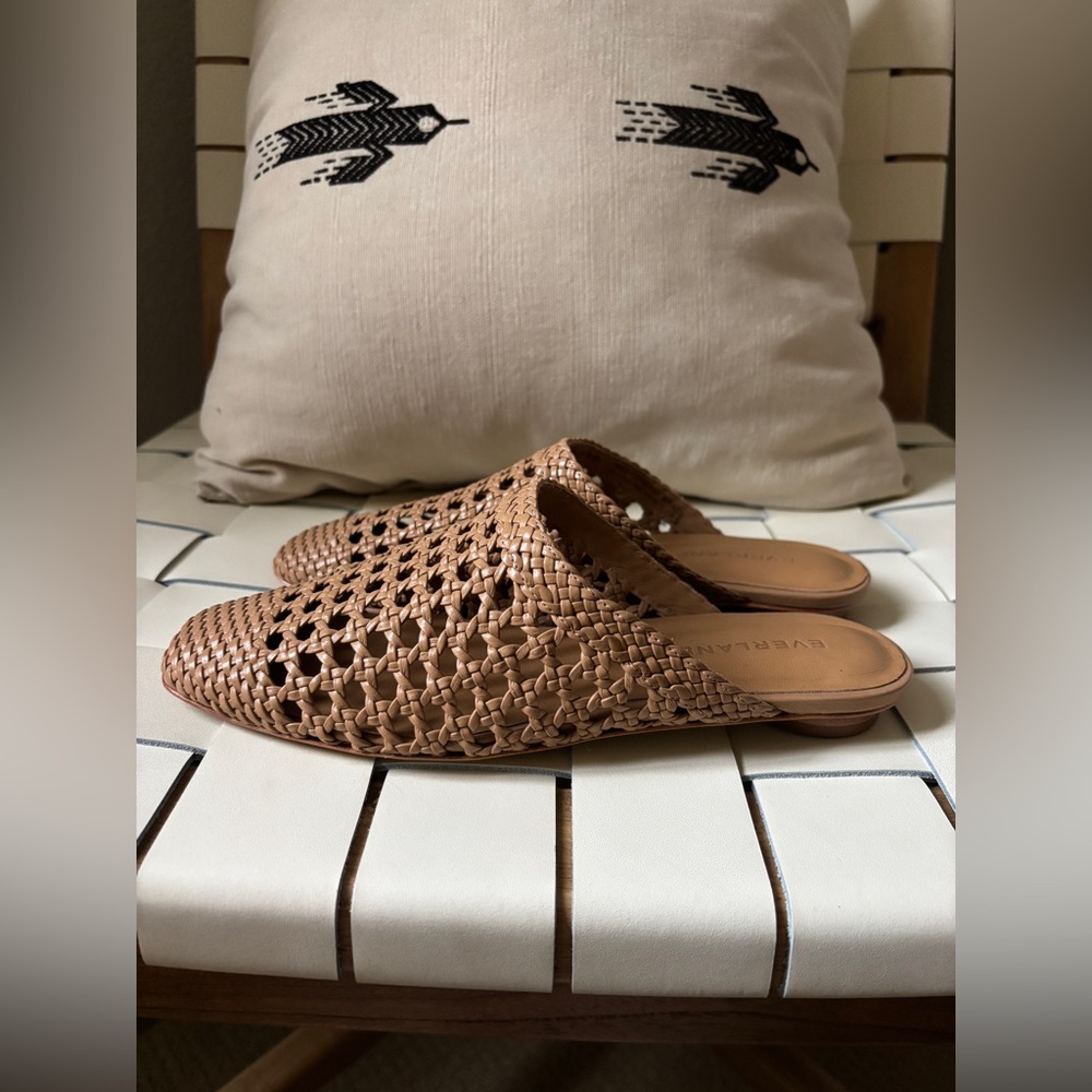 Everlane The Day Mule Light Taupe Woven Shoes Size 5